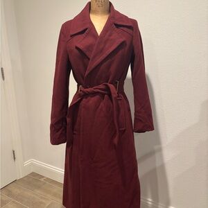 Worthington Burgundy Belted Coat